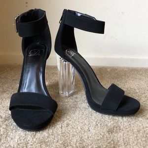 Black Single Strap with Clear heel (true to Size)